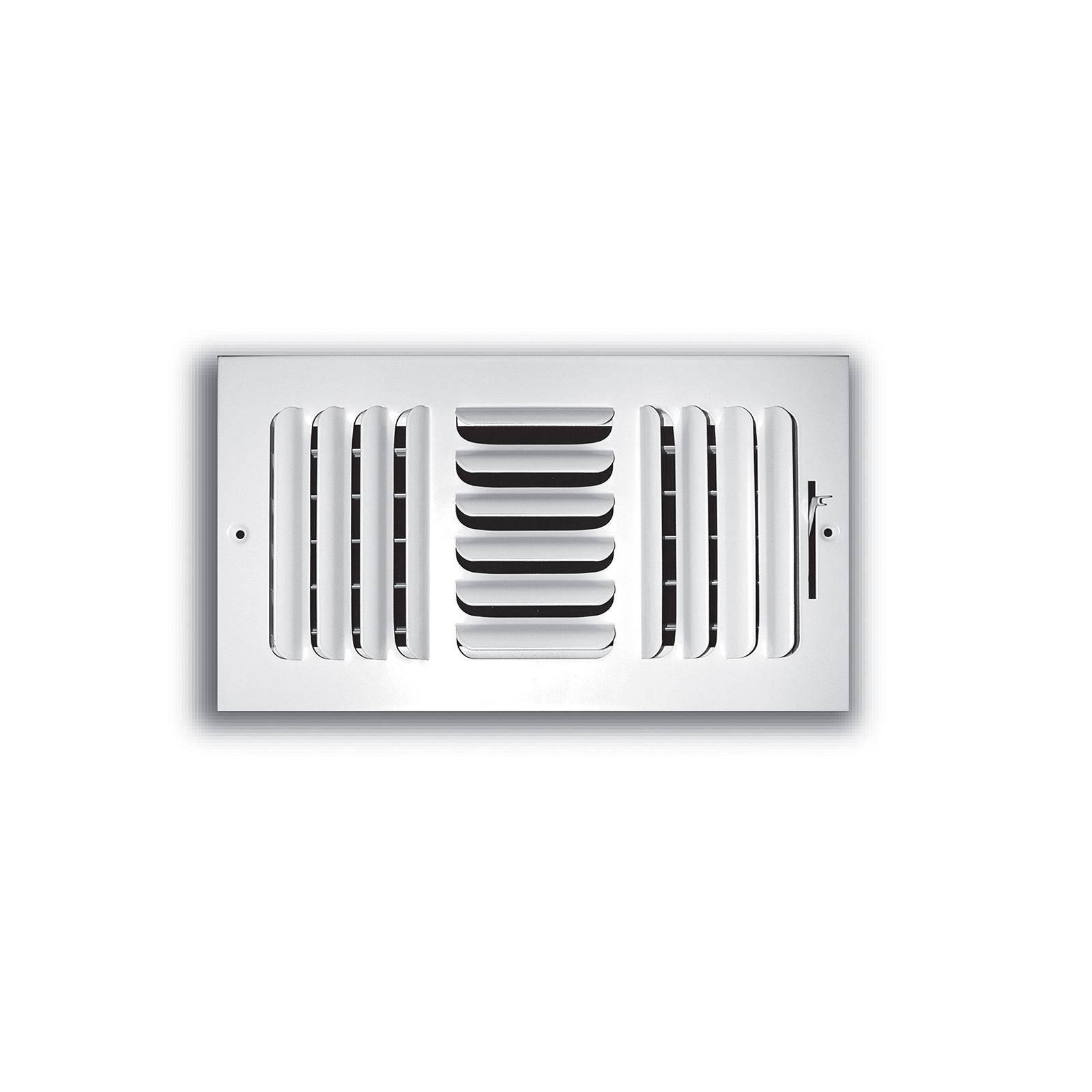 TRUaire 403M 12X04 - Fixed Curved Blade Wall/Ceiling Register With Multi Shutter Damper, 3-Way, White, 12" X 04"